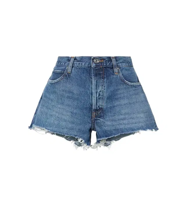 Frame The Hang frayed mid-rise denim shorts