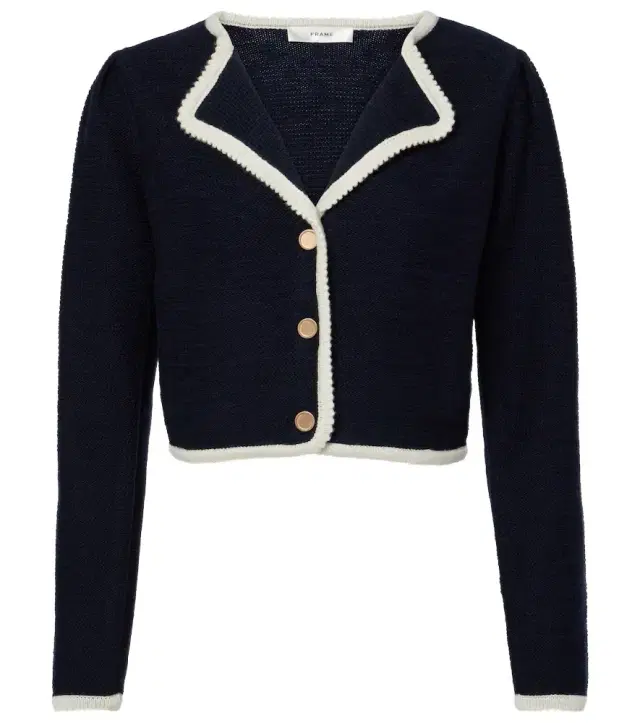 Frame Corded Cardi knitted wool and cotton top