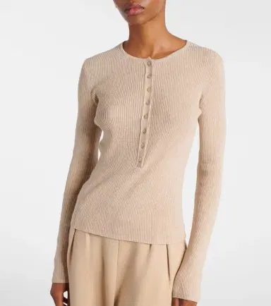 Staud Macaw cotton and cashmere Henley shirt | Thumbnail 6