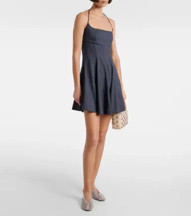 Staud Leone linen-blend denim minidress | Thumbnail 3