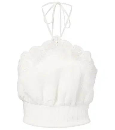 Simkhai Mellie scalloped linen-blend crop top | Thumbnail 1