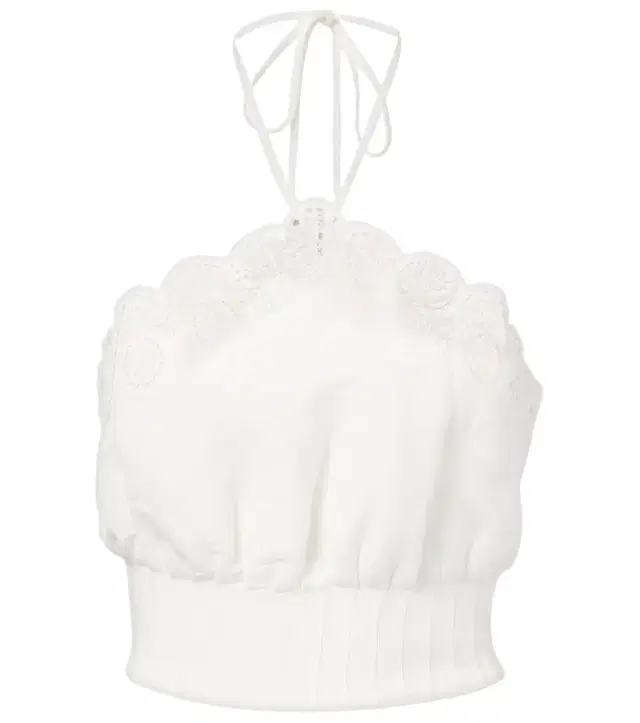 Simkhai Mellie scalloped linen-blend crop top