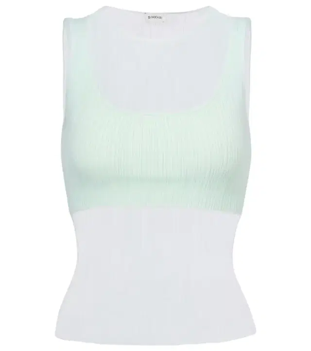 Simkhai Oakley Plisse semi-sheer tank top