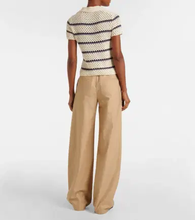 Vince Striped pointelle polo sweater | Thumbnail 3