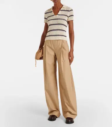 Vince Striped pointelle polo sweater | Thumbnail 5