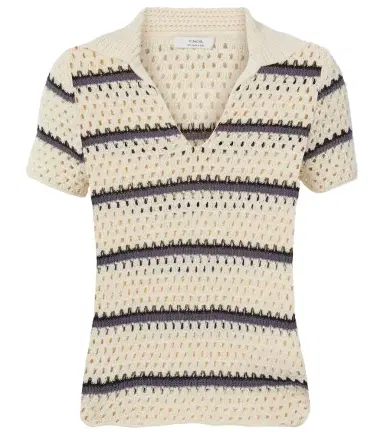 Vince Striped pointelle polo sweater | Thumbnail 1