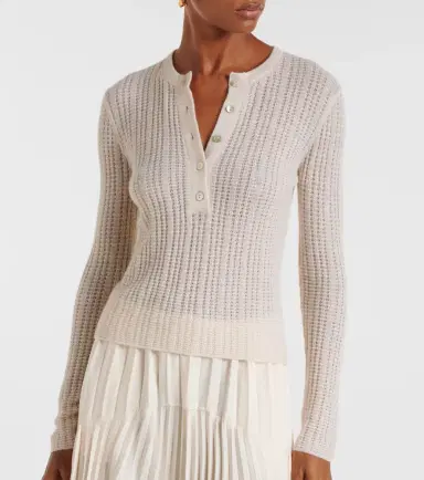 Vince Ribbed-knit cashmere and silk Henley shirt | Thumbnail 2