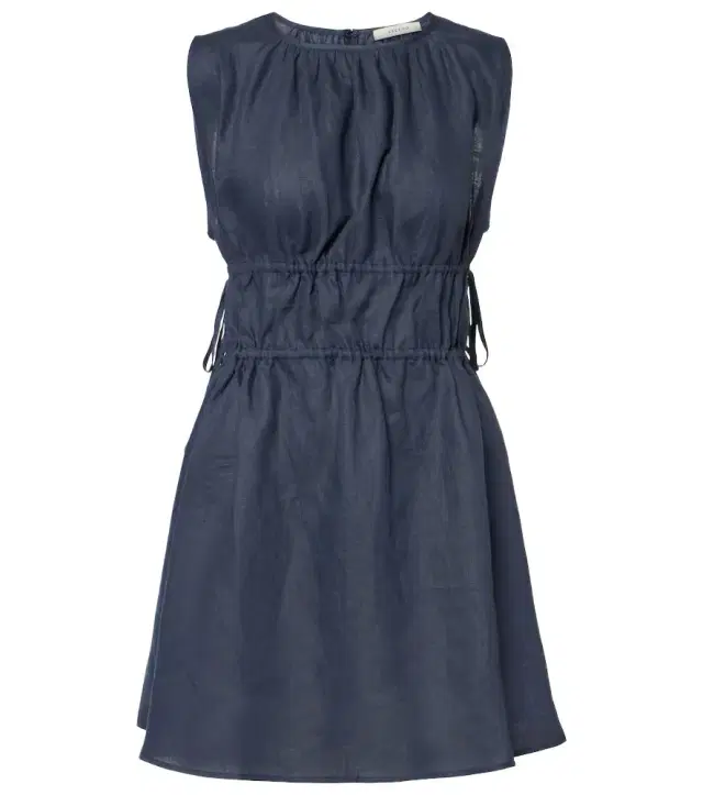 Asceno Como gathered linen minidress