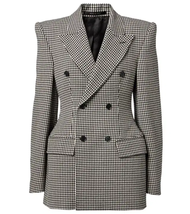 Houndstooth wool blazer