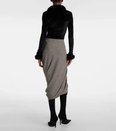 Balenciaga Twisted houndstooth wool pencil skirt | Thumbnail 2