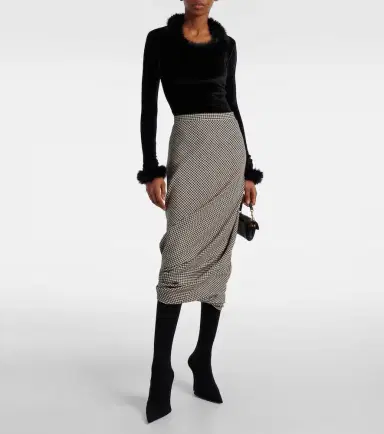 Balenciaga Twisted houndstooth wool pencil skirt | Thumbnail 4