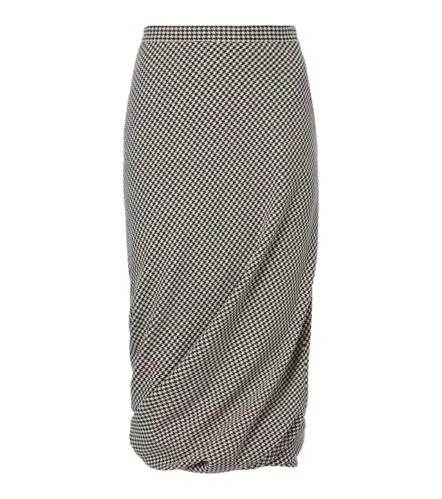 Twisted houndstooth wool pencil skirt