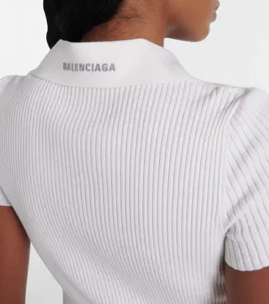 Balenciaga Ribbed-knit wool-blend polo sweater | Thumbnail 2