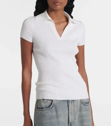 Balenciaga Ribbed-knit wool-blend polo sweater | Thumbnail 4