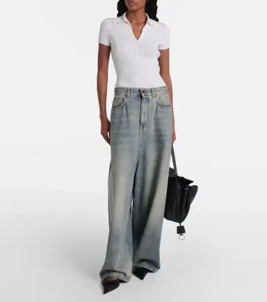 Balenciaga Ribbed-knit wool-blend polo sweater | Thumbnail 5