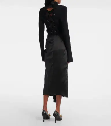 Balenciaga Draped twill midi skirt | Thumbnail 2