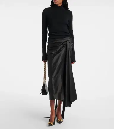 Balenciaga Draped twill midi skirt | Thumbnail 3