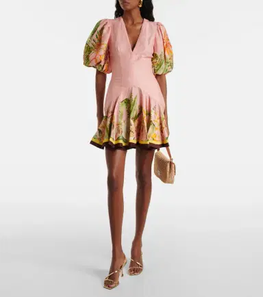 ALÉMAIS Alémais Papaya linen-blend minidress | Thumbnail 3