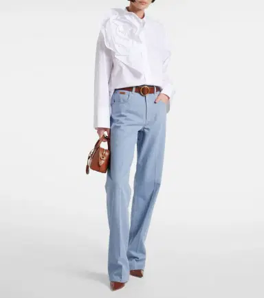 Dorothee Schumacher Floral-appliqué cotton-blend poplin shirt | Thumbnail 4