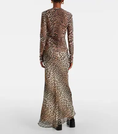 Ganni Leopard-print mesh top | Thumbnail 4