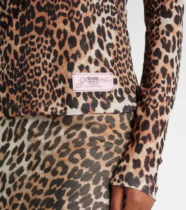 Ganni Leopard-print mesh top | Thumbnail 5
