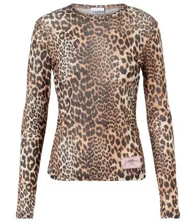 Ganni Leopard-print mesh top | Thumbnail 1