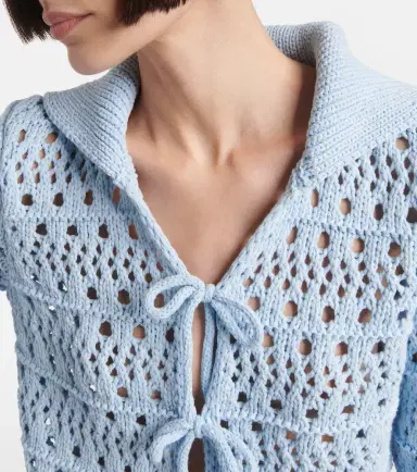 Ganni Open-knit cotton-blend cardigan | Thumbnail 2