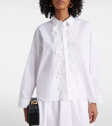 Dorothee Schumacher Lace-trimmed cotton-blend poplin blouse | Thumbnail 3
