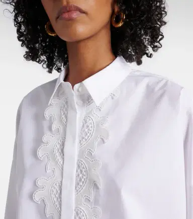 Dorothee Schumacher Lace-trimmed cotton-blend poplin blouse | Thumbnail 6