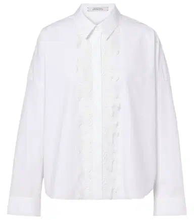 Dorothee Schumacher Lace-trimmed cotton-blend poplin blouse | Thumbnail 1
