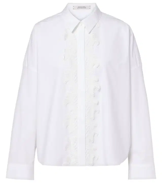 Dorothee Schumacher Lace-trimmed cotton-blend poplin blouse