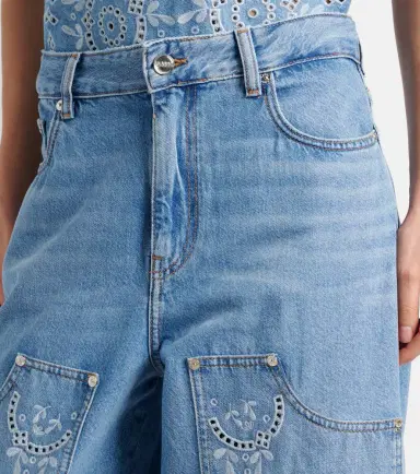 Ganni Broderie anglaise barrel-leg jeans | Thumbnail 2