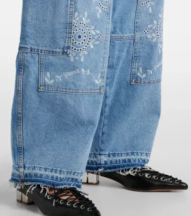 Ganni Broderie anglaise barrel-leg jeans | Thumbnail 3