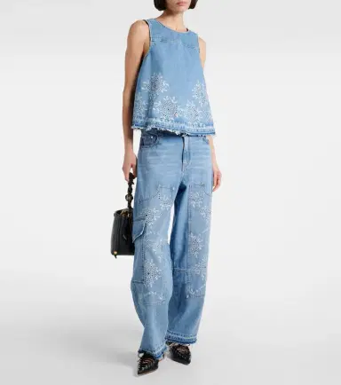 Ganni Broderie anglaise barrel-leg jeans | Thumbnail 6