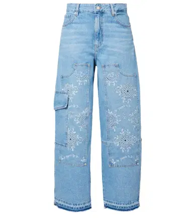 Ganni Broderie anglaise barrel-leg jeans | Thumbnail 1