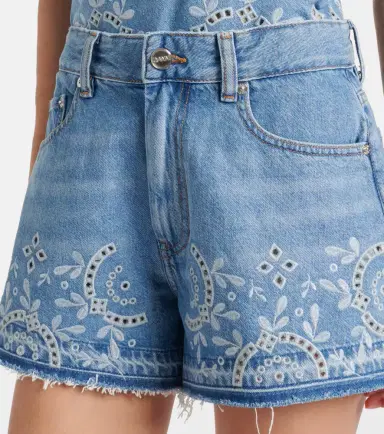 Ganni Broderie anglaise denim shorts | Thumbnail 4