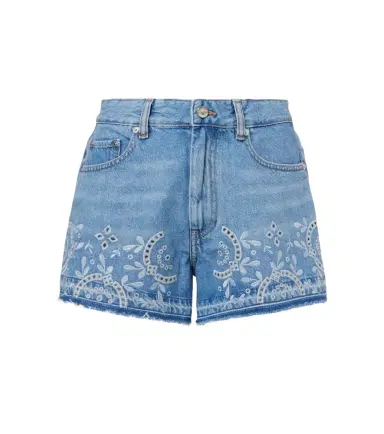 Ganni Broderie anglaise denim shorts | Thumbnail 1