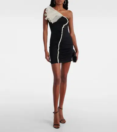Nensi Dojaka Floral-appliqué asymmetric minidress | Thumbnail 3