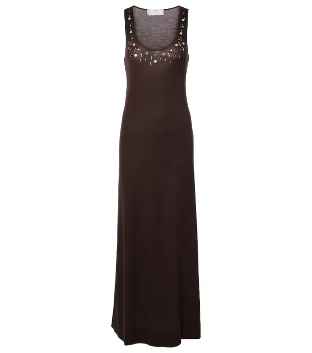 Xu Zhi Embellished wool-blend maxi dress