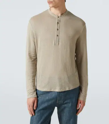Thom Sweeney Linen-blend Henley shirt | Thumbnail 3