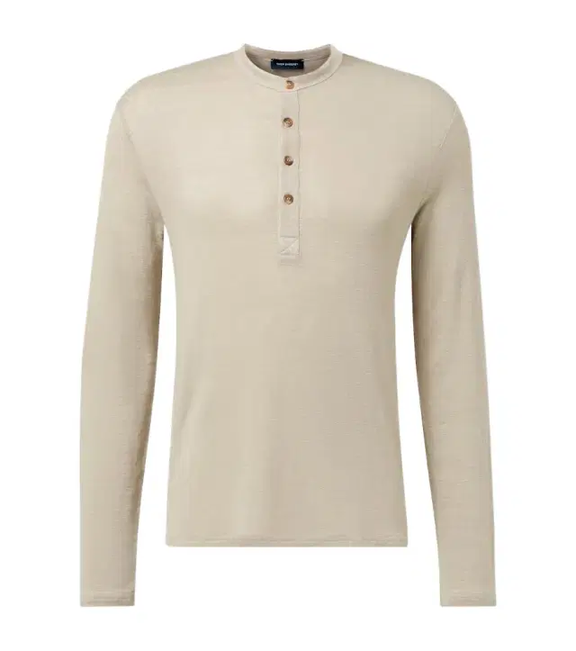 Thom Sweeney Linen-blend Henley shirt