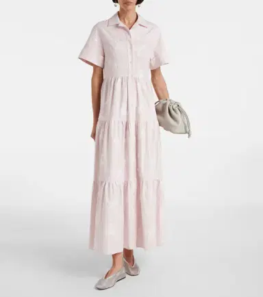 Erdem Embroidered tiered cotton shirt dress | Thumbnail 5