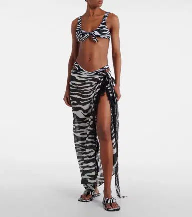 The Attico Zebra-print cotton muslin beach cover-up | Thumbnail 4