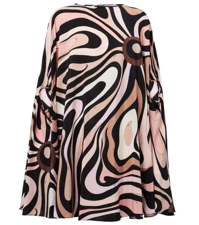 Marmo caped crêpe de chine minidress