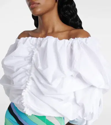 PUCCI Ruched off-shoulder cotton minidress | Thumbnail 2