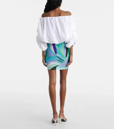 PUCCI Ruched off-shoulder cotton minidress | Thumbnail 4