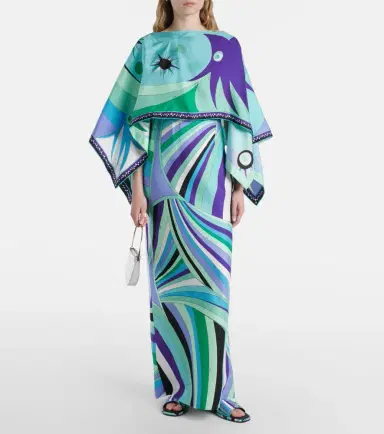 Pucci Iride caped silk twill maxi dress | Thumbnail 3