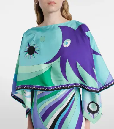 Pucci Iride caped silk twill maxi dress | Thumbnail 4