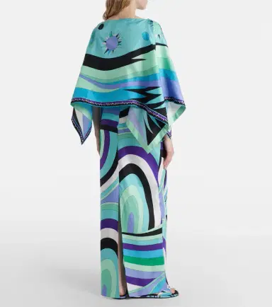 Pucci Iride caped silk twill maxi dress | Thumbnail 6