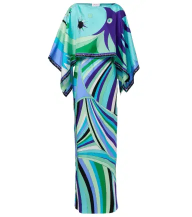 Pucci Iride caped silk twill maxi dress | Thumbnail 1